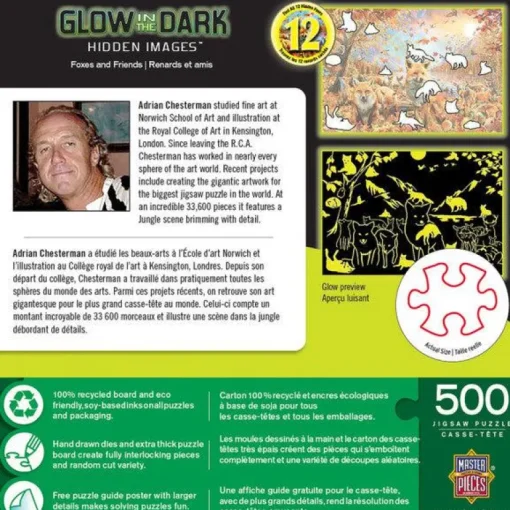 Hidden Images Glow In The Dark - Foxes and Friends - 500 Piece Puzzle