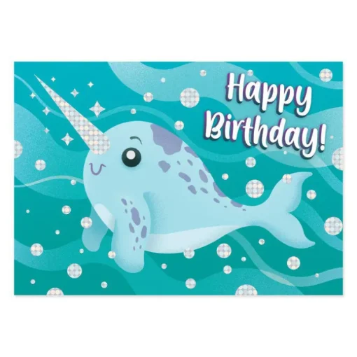 Narwhal Foil Birthday Card
