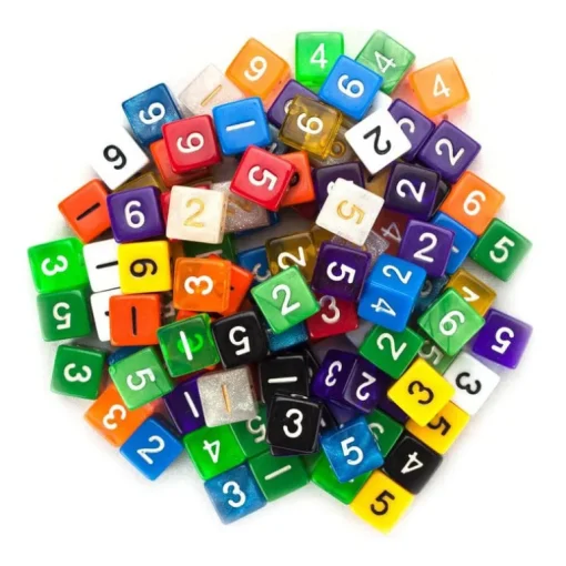 100+ Pack of Random D6 Polyhedral Dice in Multiple Colors