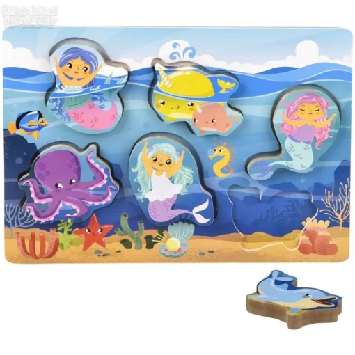 6 Piece Chunky Mermaid Wooden Puzzle