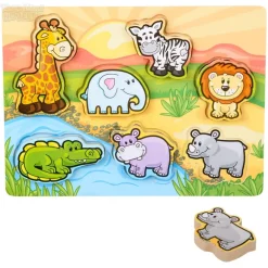 7 Piece Chunky Safari Toon Wooden Puzzle