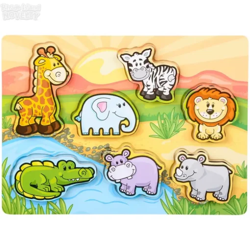 7 Piece Chunky Safari Toon Wooden Puzzle
