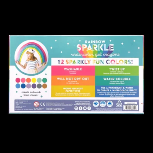 Rainbow Sparkle Metallic Watercolor Gel Crayons - Set of 12