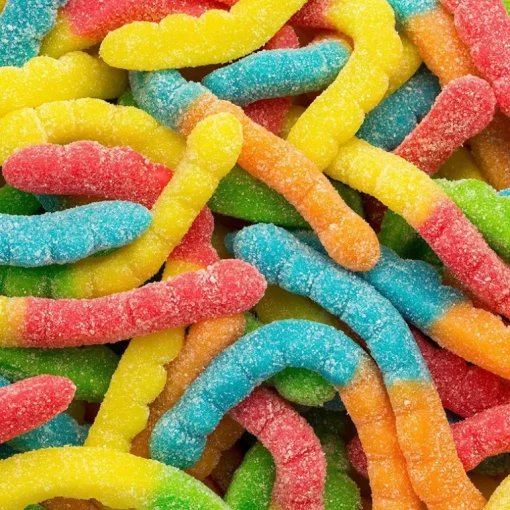 Sour Mini Neon Gummi Worms 4.5 lb. Bag