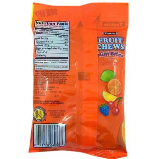 Tootsie Fruit Chew Mini Bites Candy Coated Chews - 6 oz. Bag