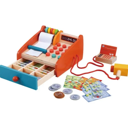 Wooden Cash Register Playset with Money